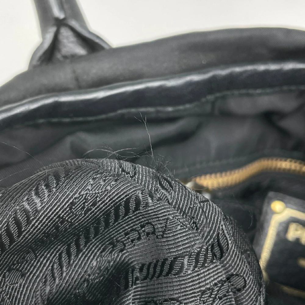 Prada Logo Plate Tote Bag Shoulder Handbag Nero Black - Picture 7 of 7